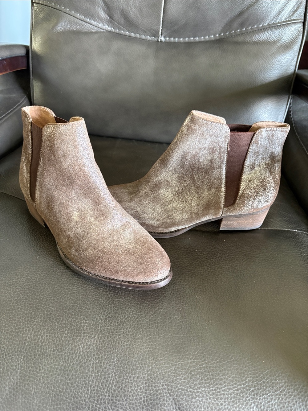 Seychelles Taupe Suede Chelsea Ankle Booties